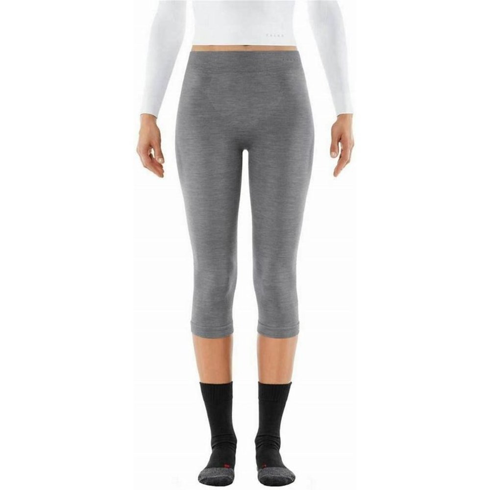 Falke Womens Wool-Tech Regular Fit 3/4 Tights - Heather Grey